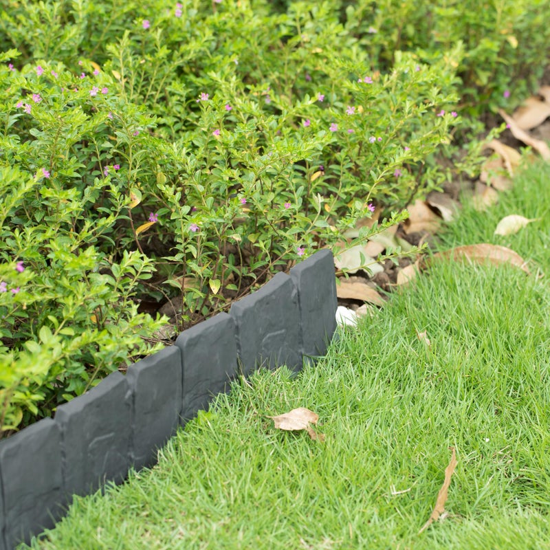 Gardenised Cobbled Stone Style Outdoor Lawn Edging Gate 10pk Interlocking Stakes, Gray - Image 5